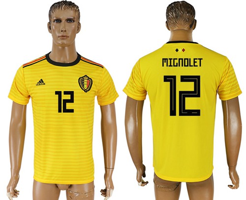 Belgium #12 Mignolet Away Soccer Country Jersey